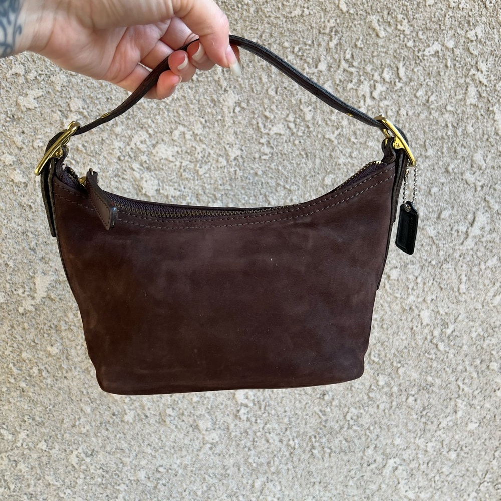 Coach Dark Brown Suede Mini Bag